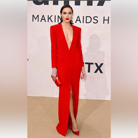 SAINT LAURENT Plunging Crepe Column Dress - Picture 14 of 16